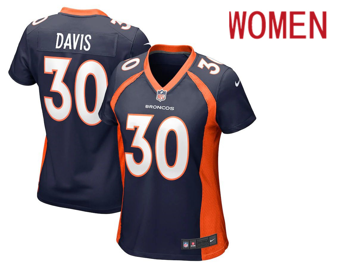Women Denver Broncos #30 Terrell Davis Nike Navy Retired Player NFL Jersey